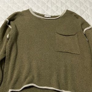 Army green crop sweater